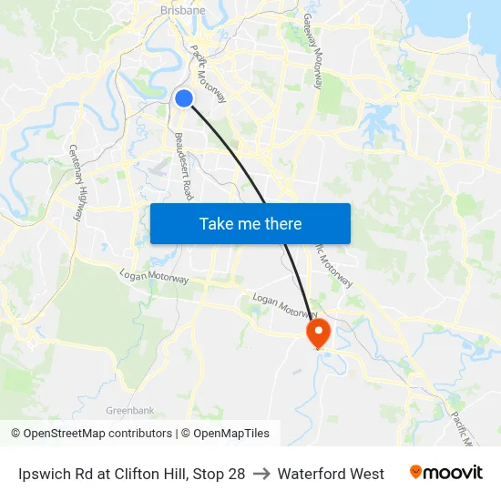 Ipswich Rd at Clifton Hill, Stop 28 to Waterford West map