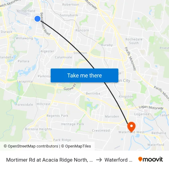 Mortimer Rd at Acacia Ridge North, Stop 59 to Waterford West map