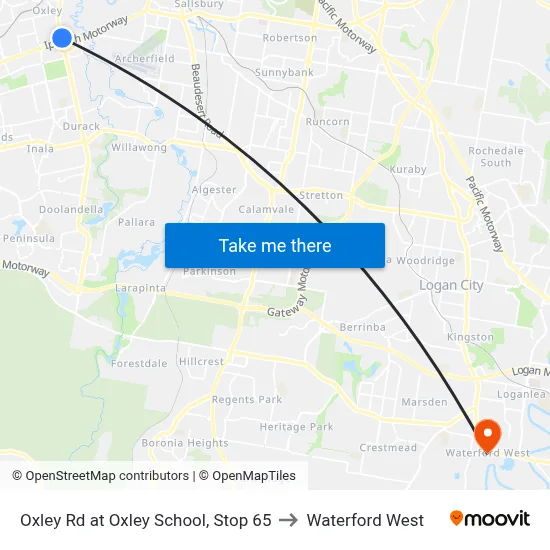 Oxley Rd at Oxley School, Stop 65 to Waterford West map