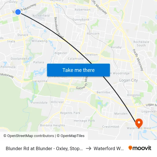 Blunder Rd at Blunder - Oxley, Stop 66 to Waterford West map