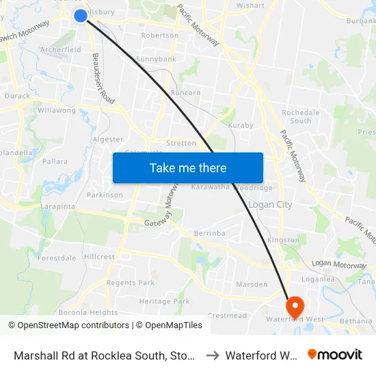 Marshall Rd at Rocklea South, Stop 41 to Waterford West map