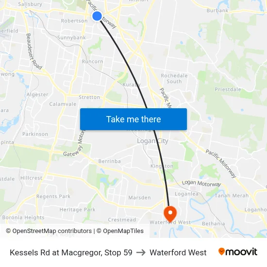 Kessels Rd at Macgregor, Stop 59 to Waterford West map