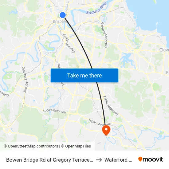 Bowen Bridge Rd at Gregory Terrace, Stop 7 to Waterford West map