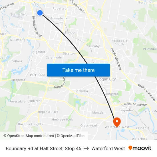 Boundary Rd at Halt Street, Stop 46 to Waterford West map