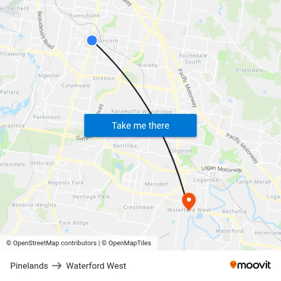 Pinelands to Waterford West map