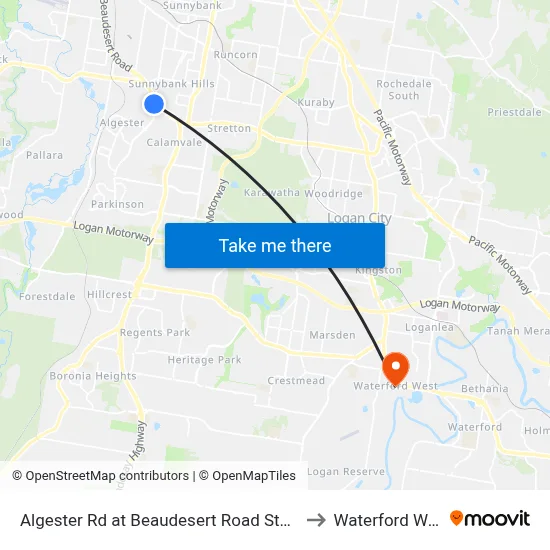 Algester Rd at Beaudesert Road Stop 76 to Waterford West map