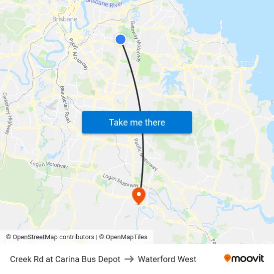 Creek Rd at Carina Bus Depot to Waterford West map