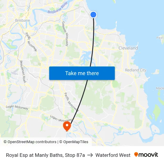Royal Esp at Manly Baths, Stop 87a to Waterford West map