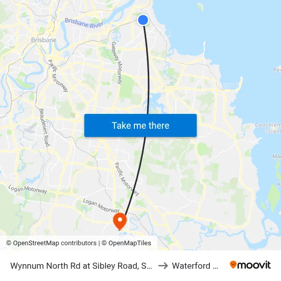 Wynnum North Rd at Sibley Road, Stop 38 to Waterford West map