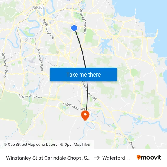 Winstanley St at Carindale Shops, Stop 49 to Waterford West map