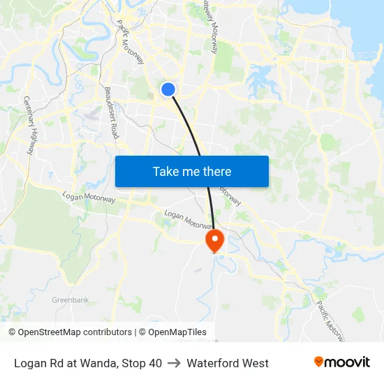 Logan Rd at Wanda, Stop 40 to Waterford West map