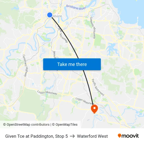 Given Tce at Paddington, Stop 5 to Waterford West map