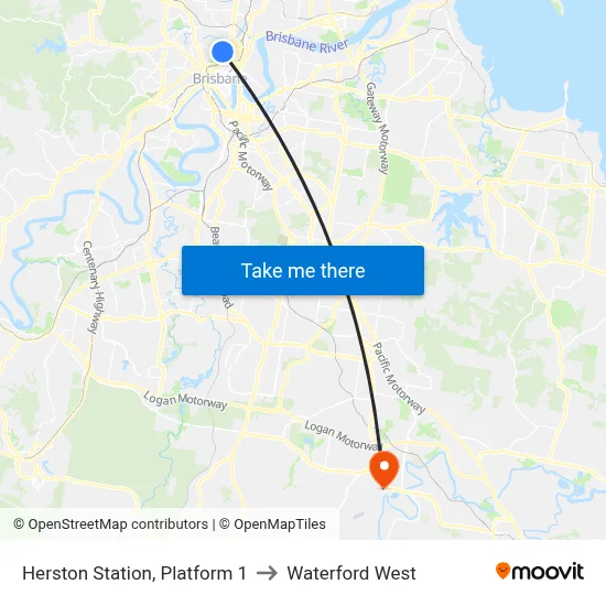 Herston Station, Platform 1 to Waterford West map