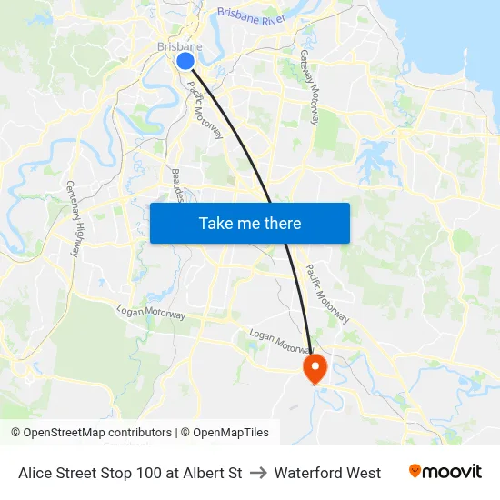 Alice Street Stop 100 at Albert St to Waterford West map
