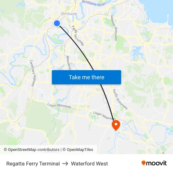 Regatta Ferry Terminal to Waterford West map