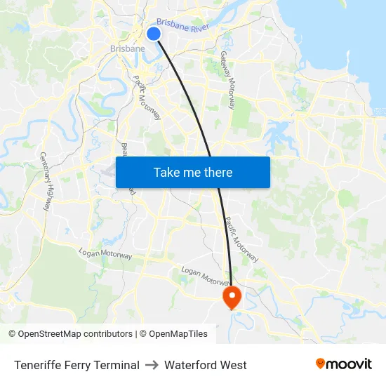Teneriffe Ferry Terminal to Waterford West map