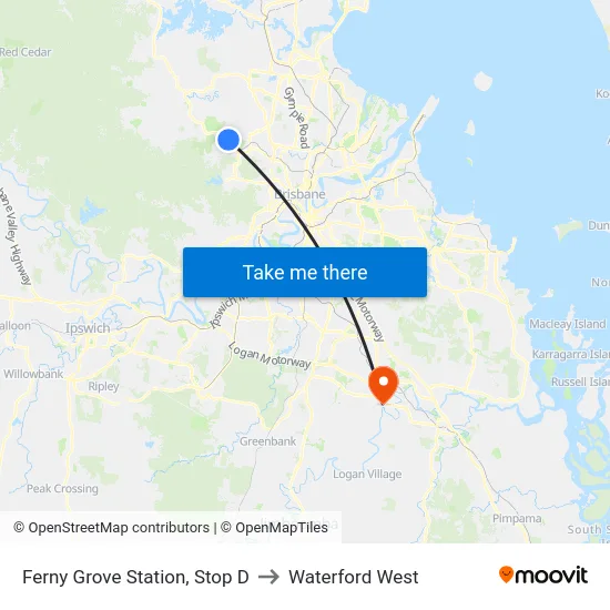 Ferny Grove Station, Stop D to Waterford West map