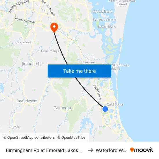 Birmingham Rd at Emerald Lakes Drive to Waterford West map