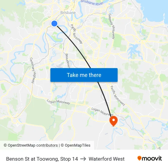 Benson St at Toowong, Stop 14 to Waterford West map