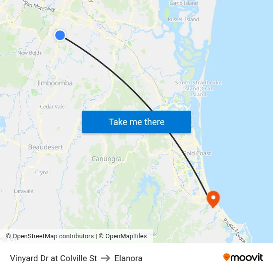Vinyard Dr at Colville St to Elanora map