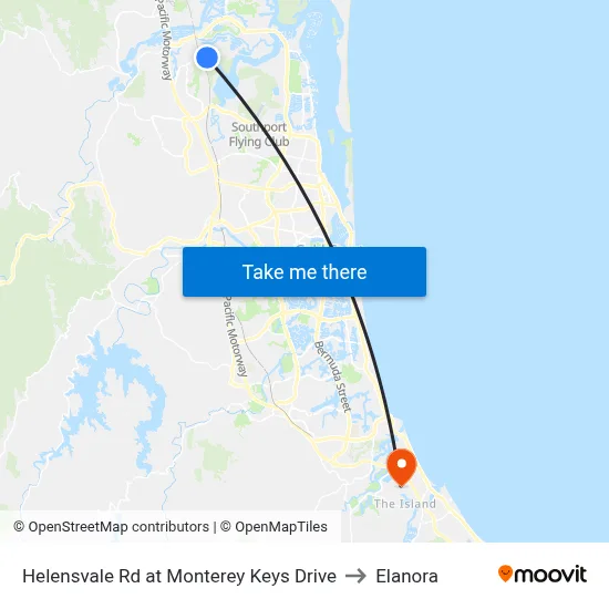 Helensvale Rd at Monterey Keys Drive to Elanora map