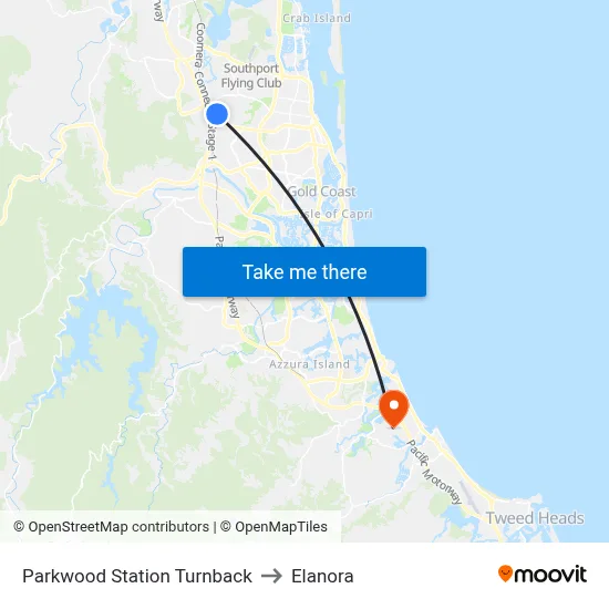 Parkwood Station Turnback to Elanora map