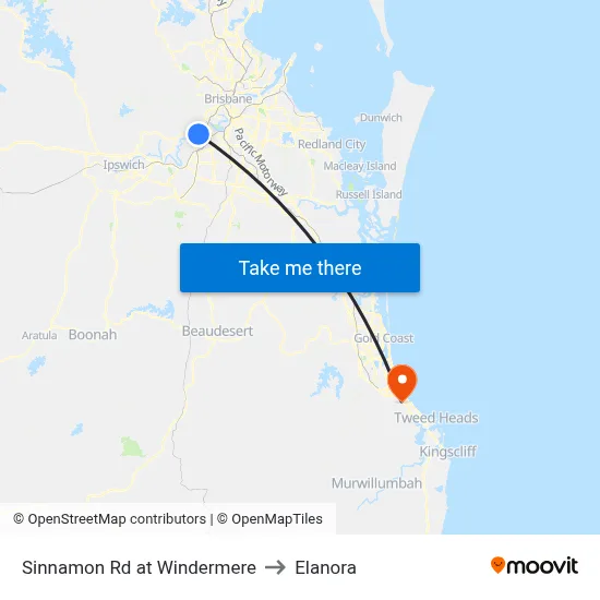Sinnamon Rd at Windermere to Elanora map