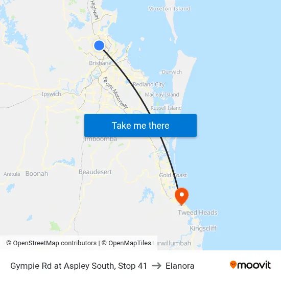 Gympie Rd at Aspley South, Stop 41 to Elanora map