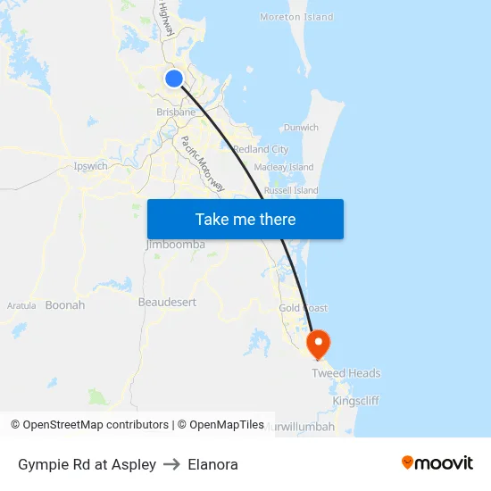 Gympie Rd at Aspley to Elanora map