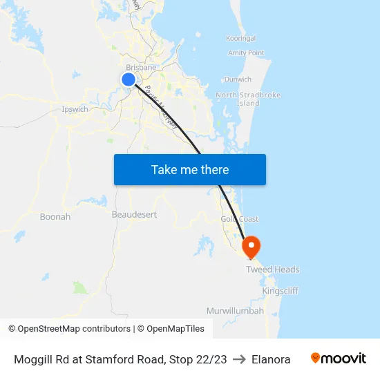 Moggill Rd at Stamford Road, Stop 22/23 to Elanora map
