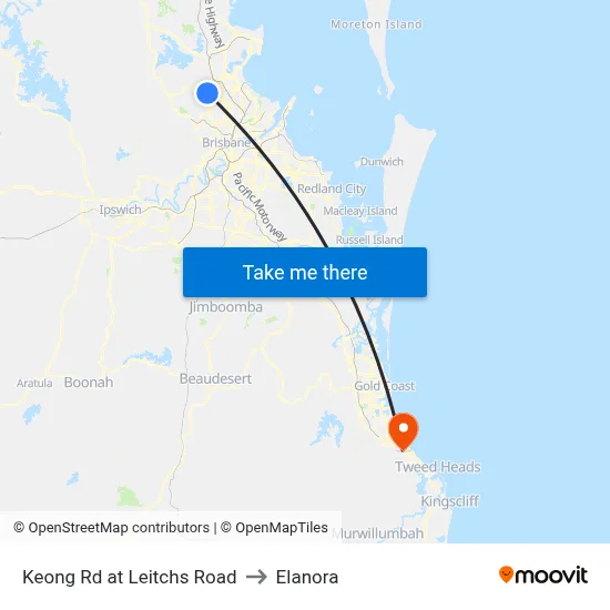 Keong Rd at Leitchs Road to Elanora map