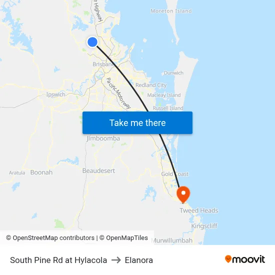 South Pine Rd at Hylacola to Elanora map
