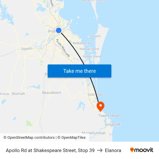 Apollo Rd at Shakespeare Street, Stop 39 to Elanora map
