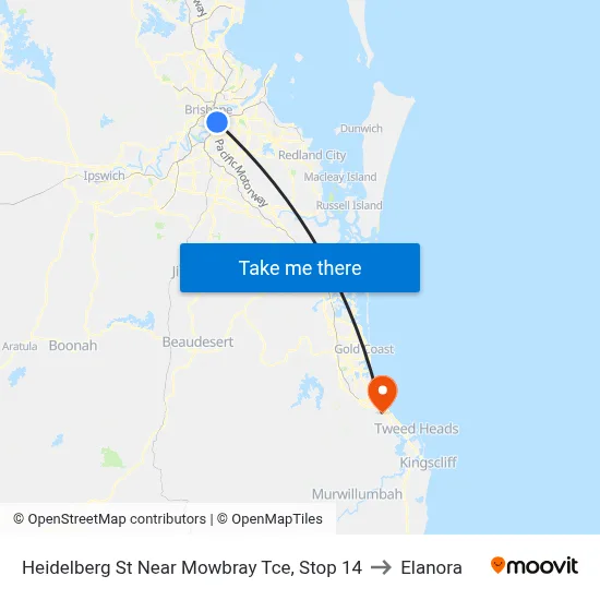 Heidelberg St Near Mowbray Tce, Stop 14 to Elanora map