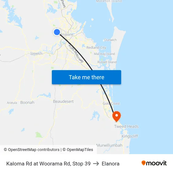 Kaloma Rd at Woorama Rd, Stop 39 to Elanora map