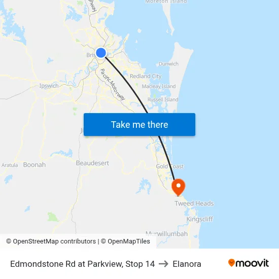 Edmondstone Rd at Parkview, Stop 14 to Elanora map