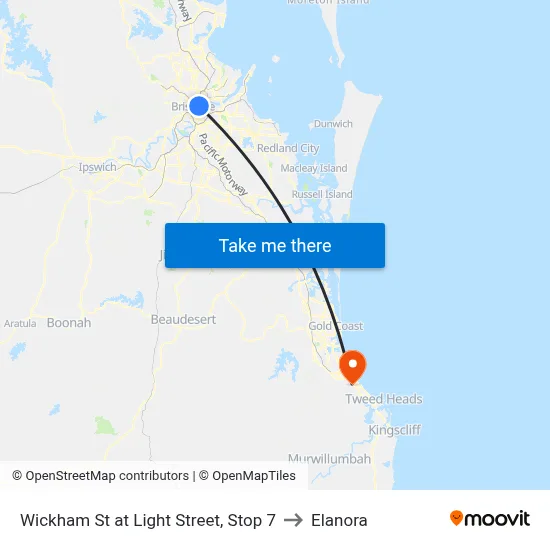 Wickham St at Light Street, Stop 7 to Elanora map
