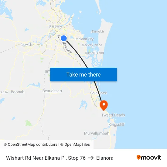 Wishart Rd Near Elkana Pl, Stop 76 to Elanora map