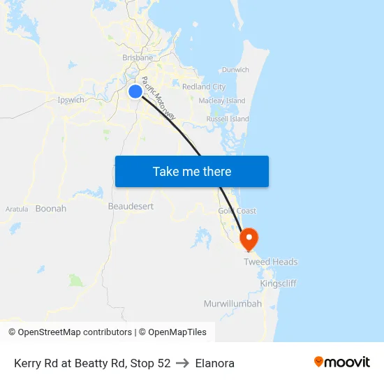 Kerry Rd at Beatty Rd, Stop 52 to Elanora map