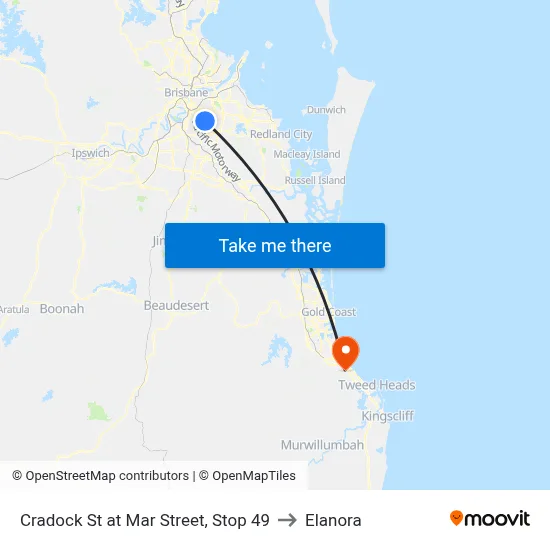 Cradock St at Mar Street, Stop 49 to Elanora map