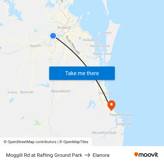 Moggill Rd at Rafting Ground Park to Elanora map