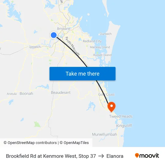 Brookfield Rd at Kenmore West, Stop 37 to Elanora map
