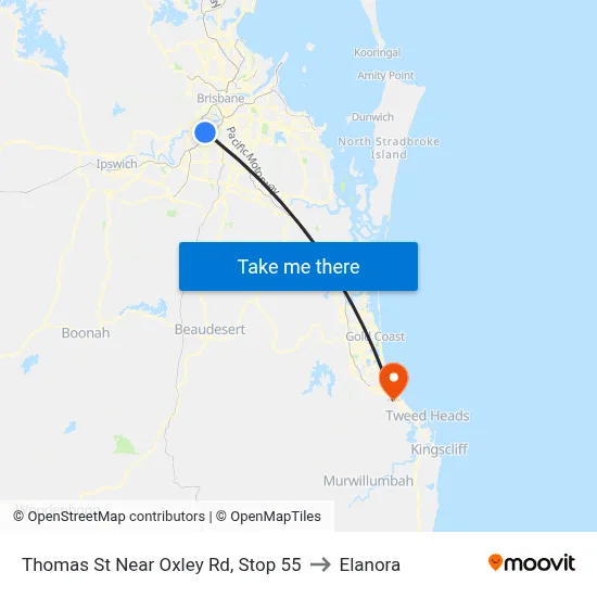 Thomas St Near Oxley Rd, Stop 55 to Elanora map