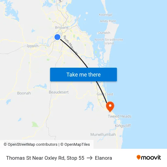 Thomas St Near Oxley Rd, Stop 55 to Elanora map