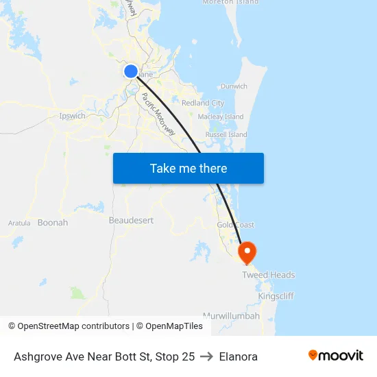 Ashgrove Ave Near Bott St, Stop 25 to Elanora map