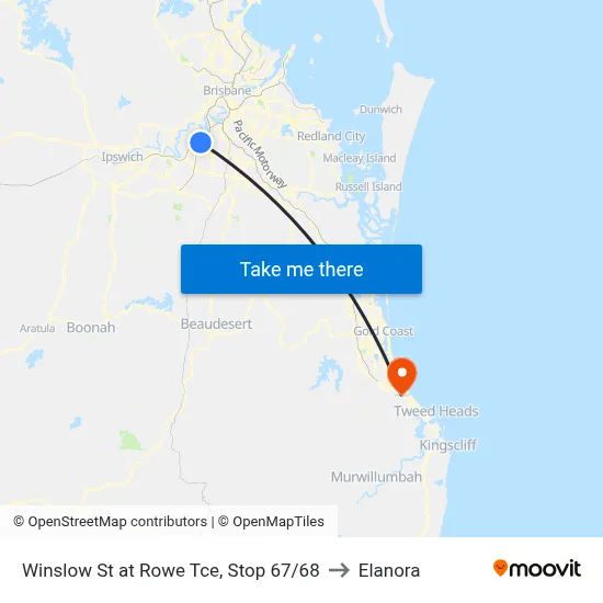 Winslow St at Rowe Tce, Stop 67/68 to Elanora map