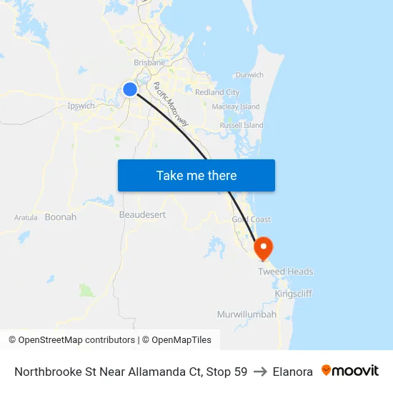 Northbrooke St Near Allamanda Ct, Stop 59 to Elanora map