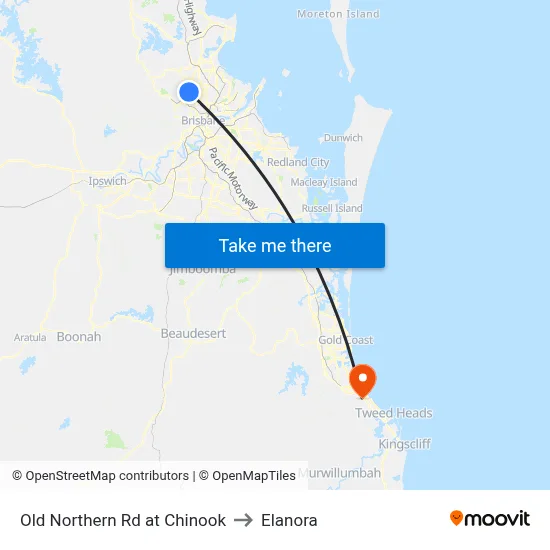 Old Northern Rd at Chinook to Elanora map