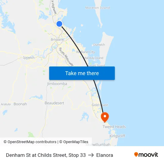 Denham St at Childs Street, Stop 33 to Elanora map