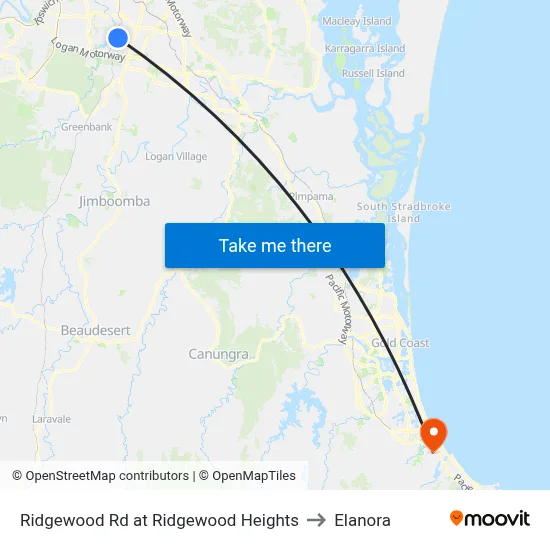 Ridgewood Rd at Ridgewood Heights to Elanora map